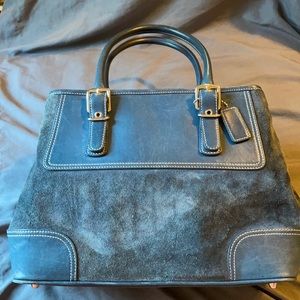 Coach blue suede hampton satchel